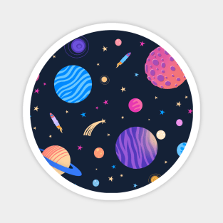 colorful galaxy universe space pattern with abstract planets and stars Magnet